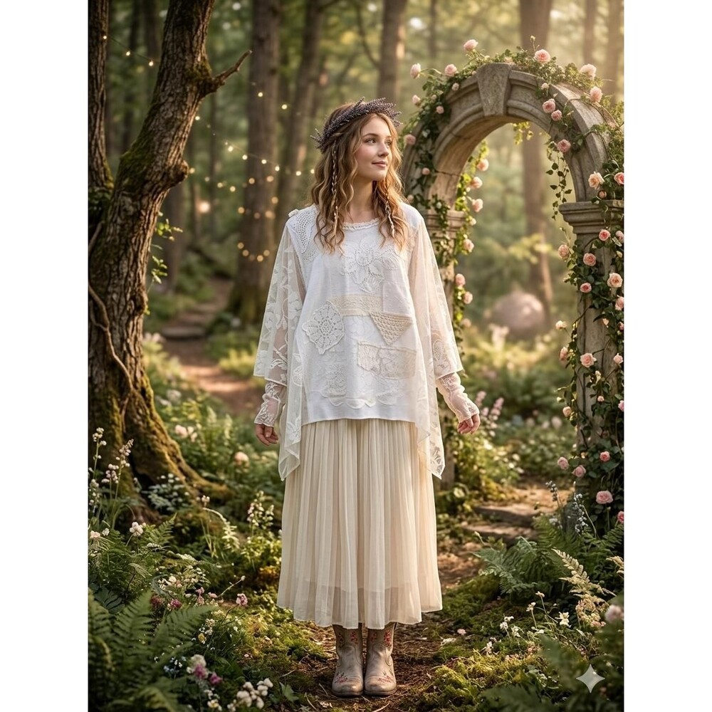 Lace Boho Poncho Romantic Cottagecore Lace Whimsical Fairycore